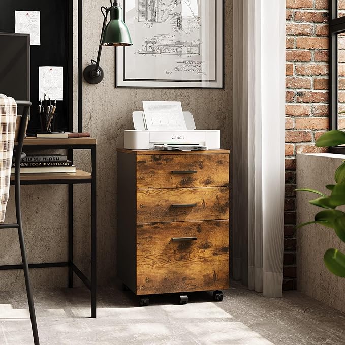 DEVAISE 3-Drawer Wood Mobile File Cabinet