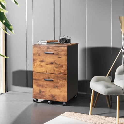 DEVAISE Rustic Brown 2 Drawer Wood File Cabinet
