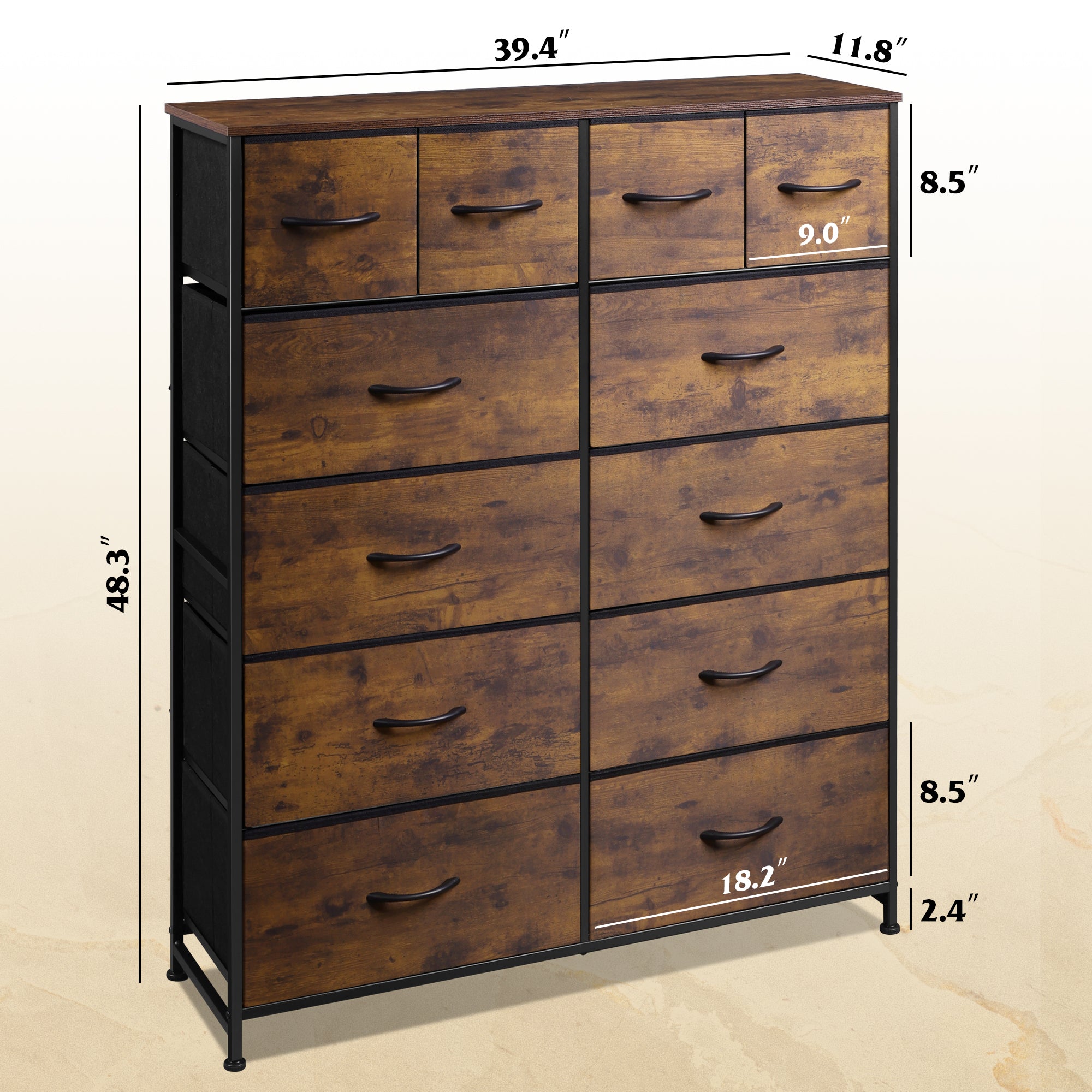 WLIVE 12-Drawer Tall Fabric Storage Chest