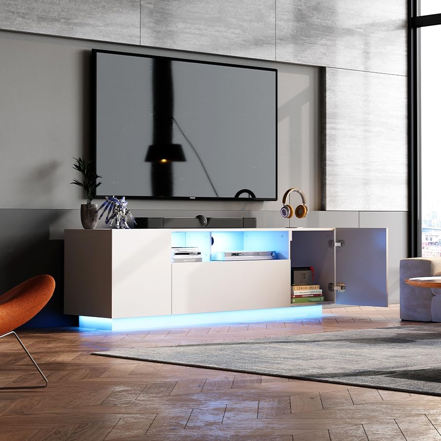 WLIVE Modern Minimalist LED TV Stand for 65 Inch TV in Living Room