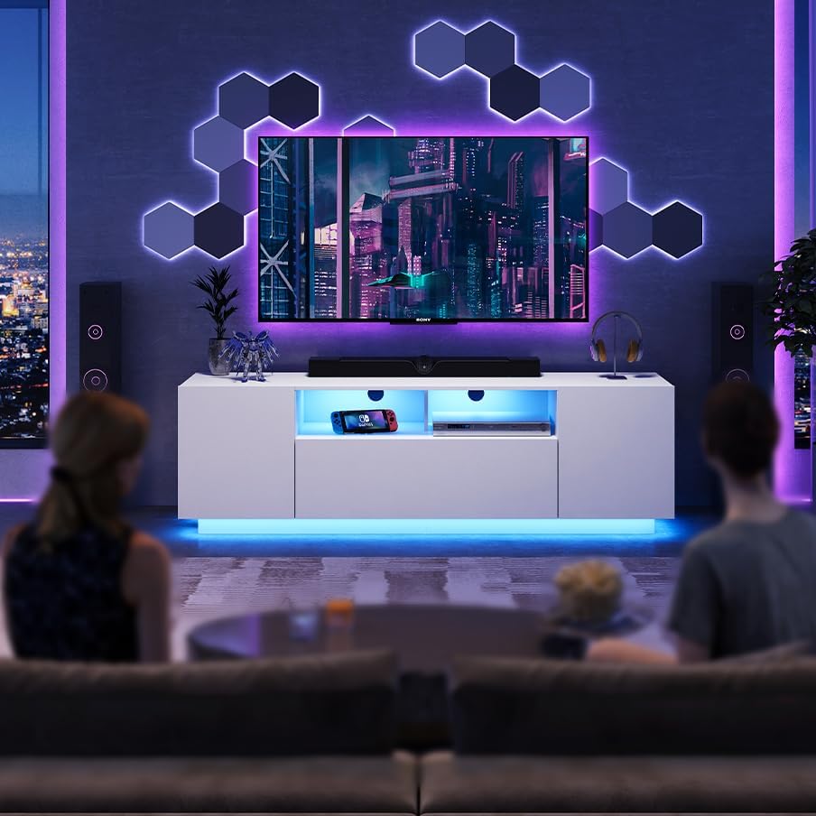 WLIVE Modern Minimalist LED TV Stand for 65 Inch TV in Living Room
