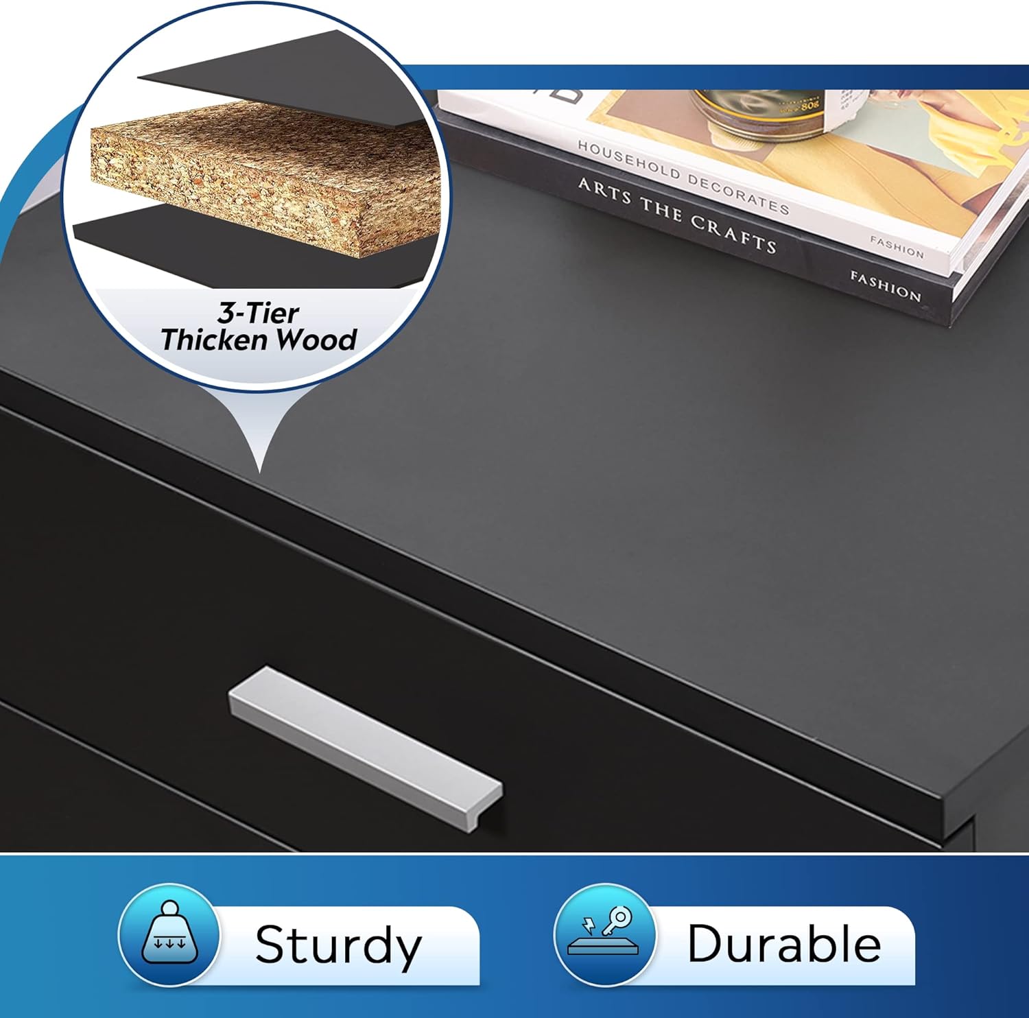DEVAISE 3-Drawer Wood Mobile File Cabinet