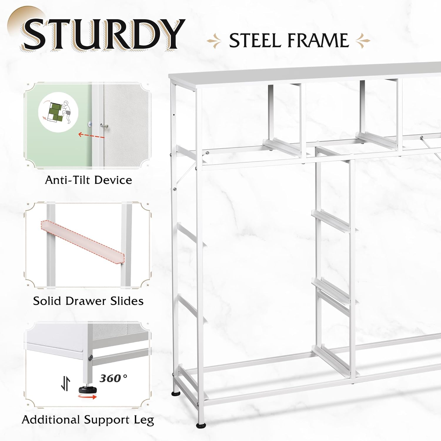 WLIVE Minimalist Tall 9-Drawer Storage Fabric Dresser