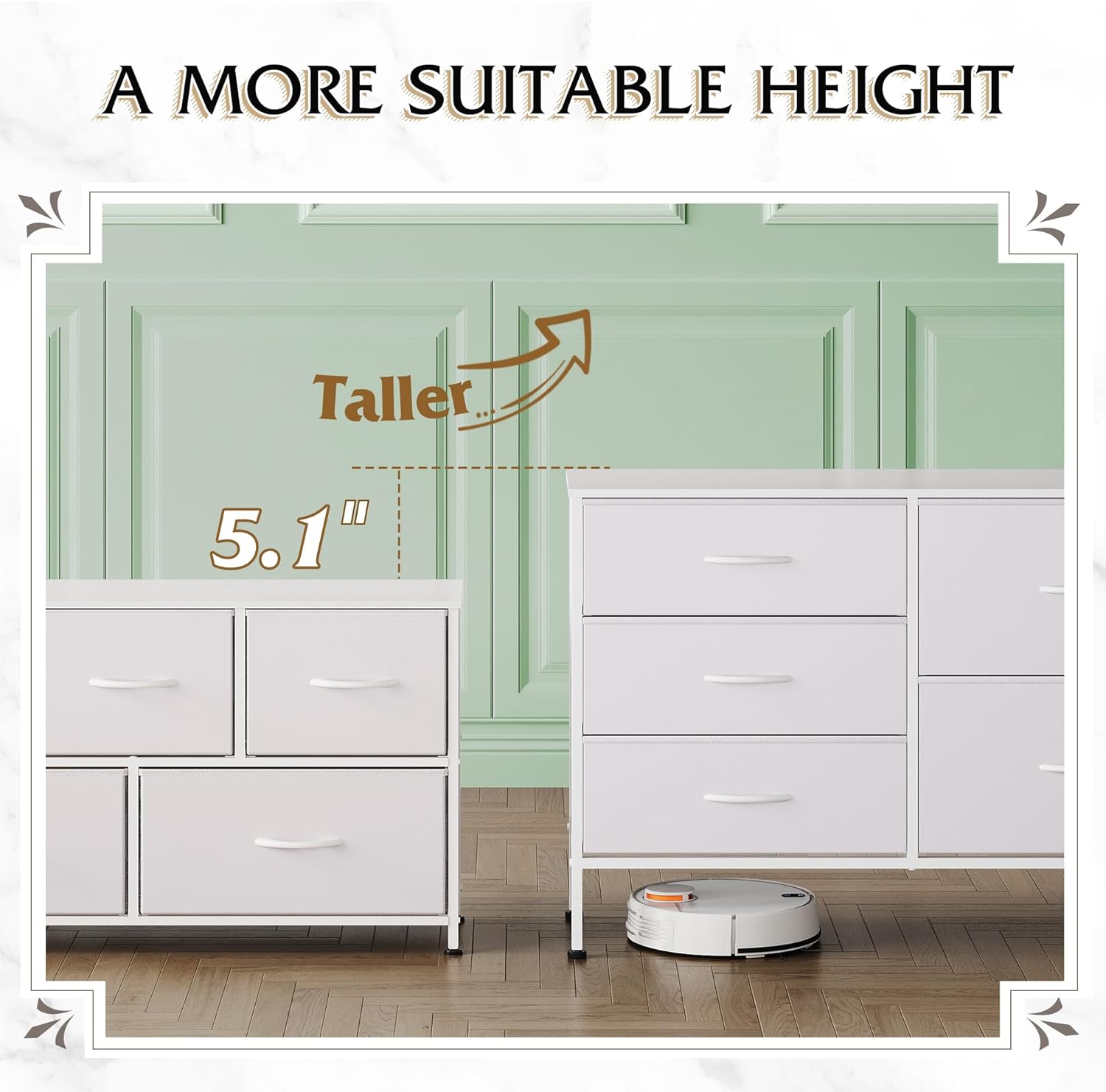 height of minimalist fabric 5-drawer large storage dresser
