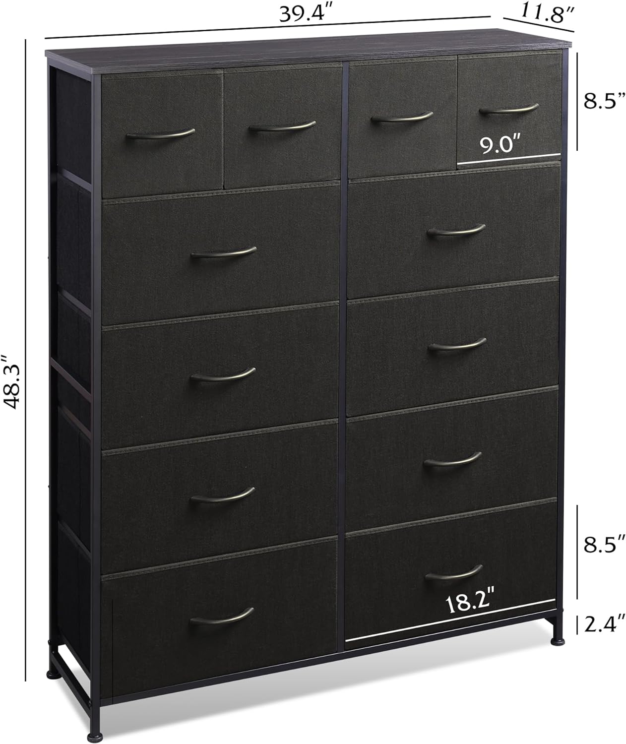12-drawer fabric storage dresser size