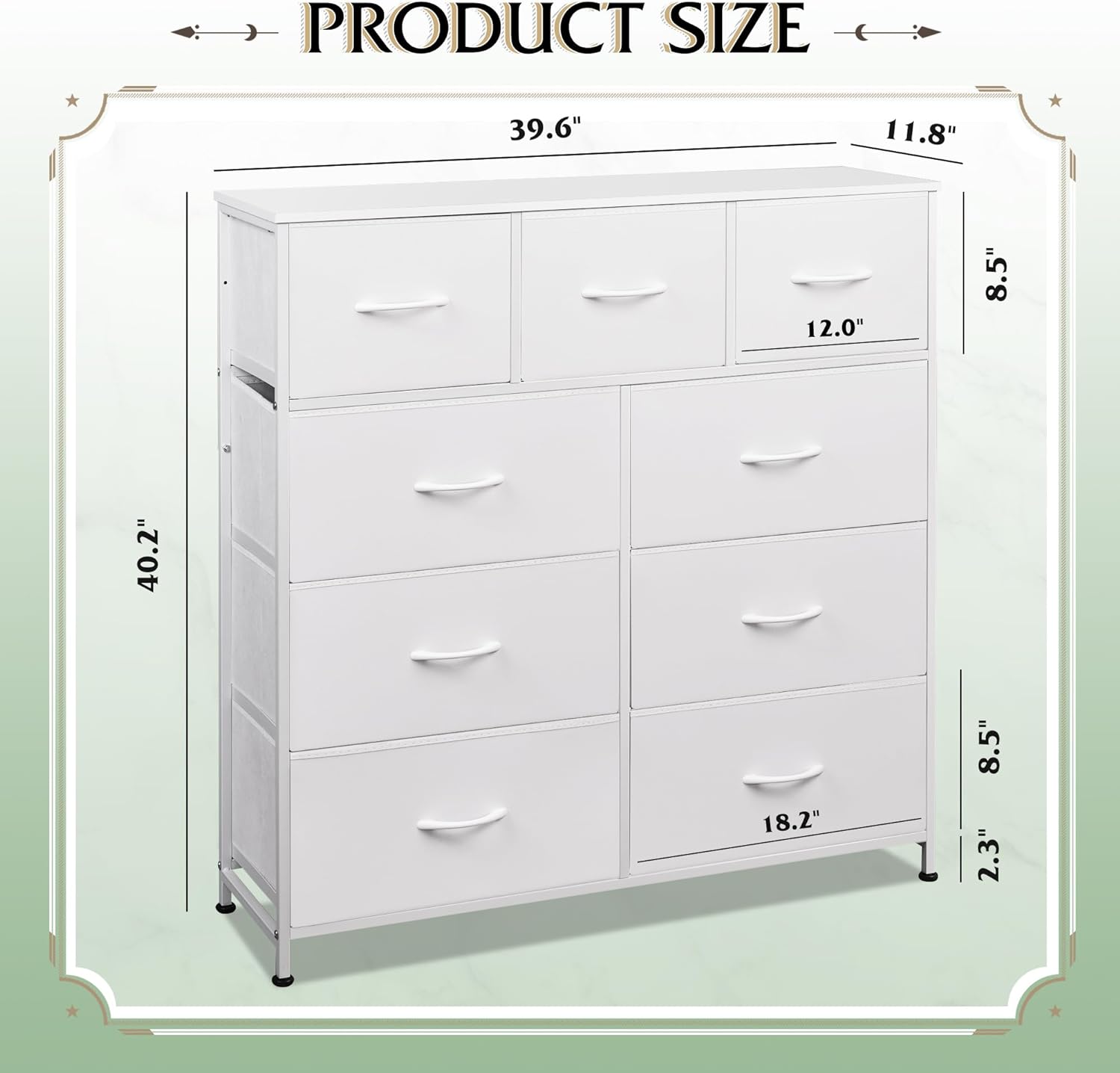 WLIVE Minimalist Tall 9-Drawer Storage Fabric Dresser