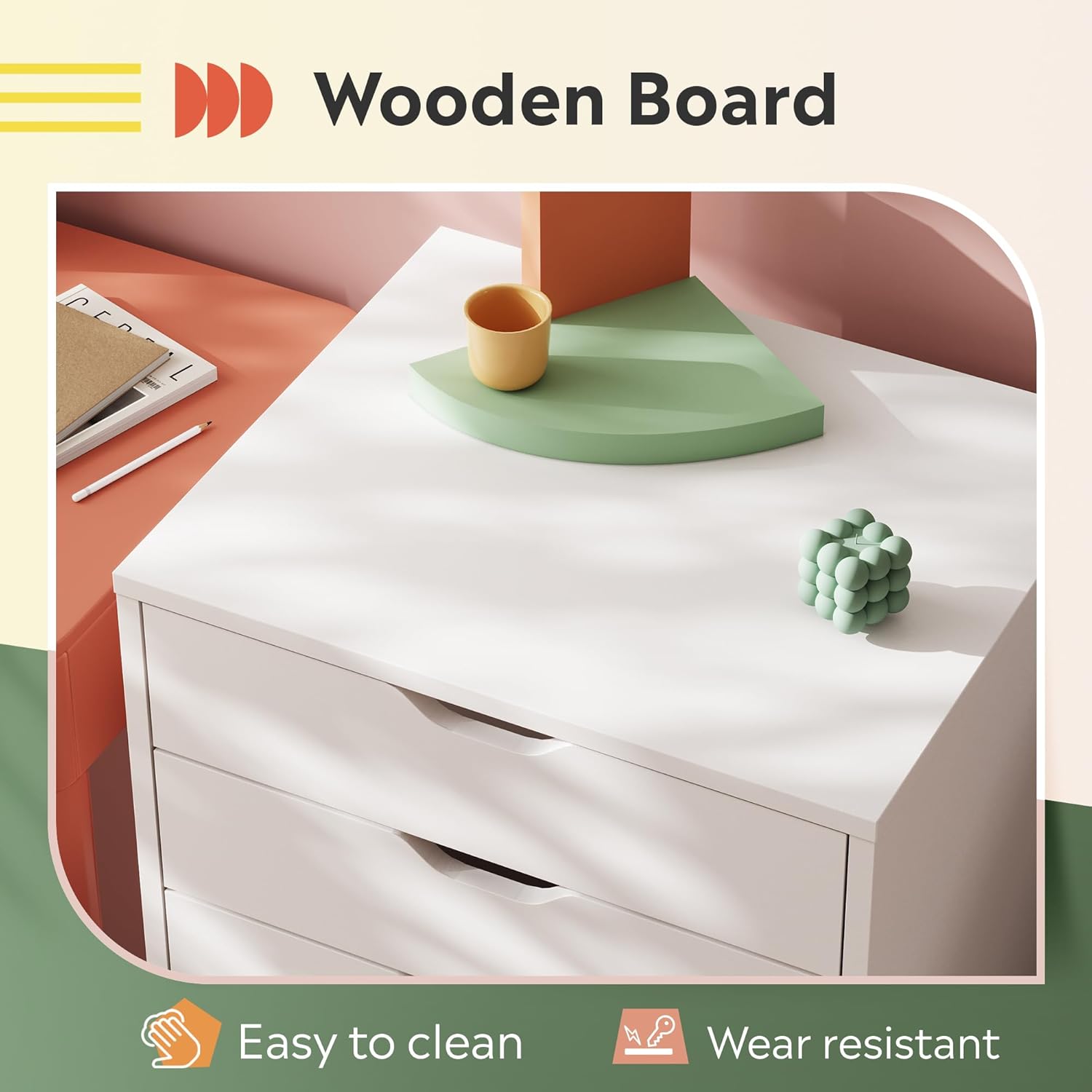 Wooden Board of 7-Drawer Modern Wood Storage Dresser & File Cabinet