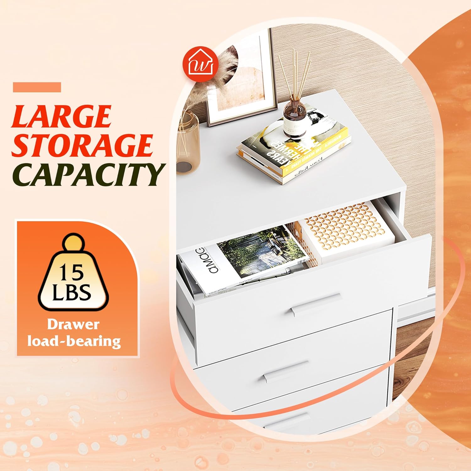 White WLIVE 4-Drawer Minimalist Modern Wood Storage Chest Drawer Storage