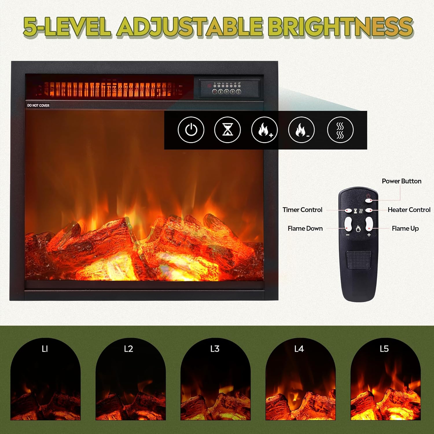 WLIVE Farmhouse TV Console with 18 Inch Electric Fireplace