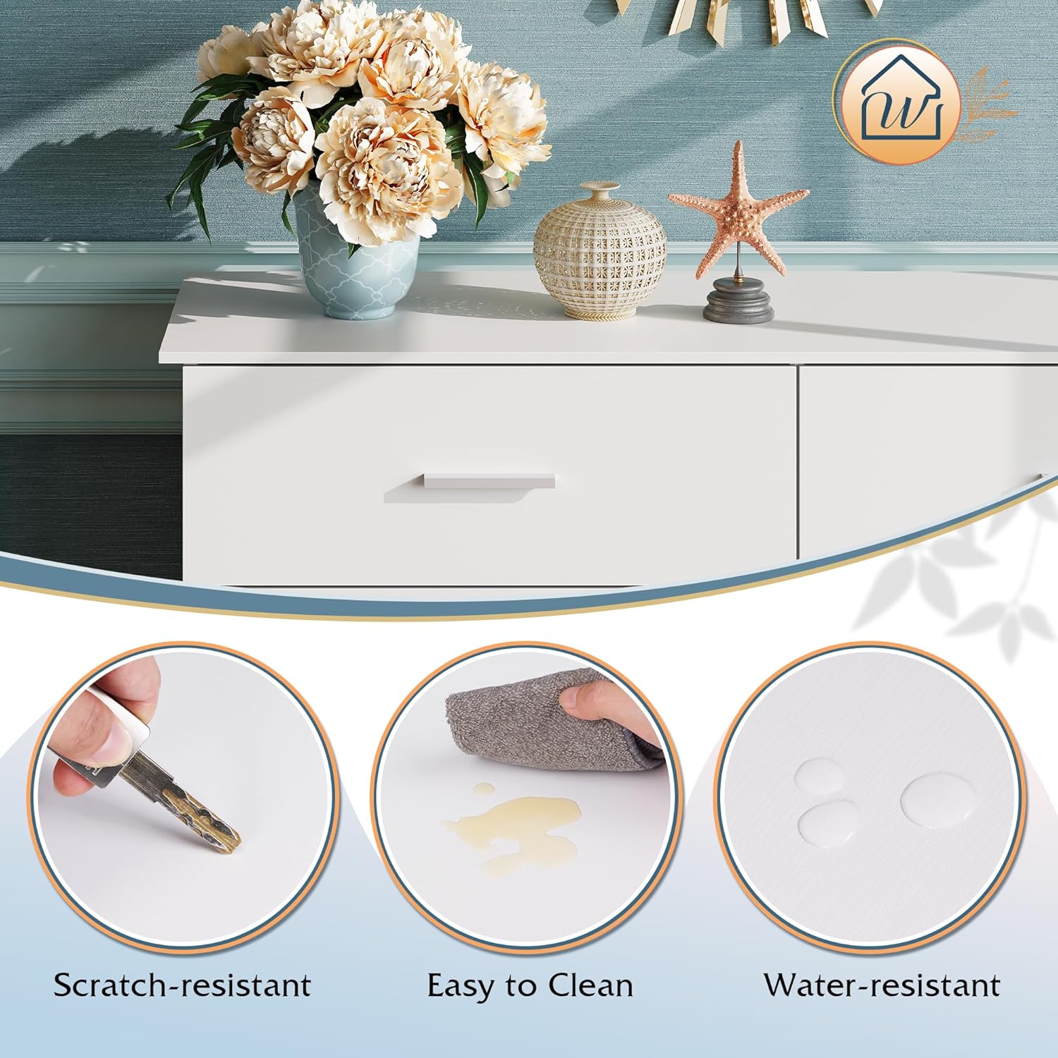 WLIVE Wide 6-Drawer Modern Wood Dresser Features