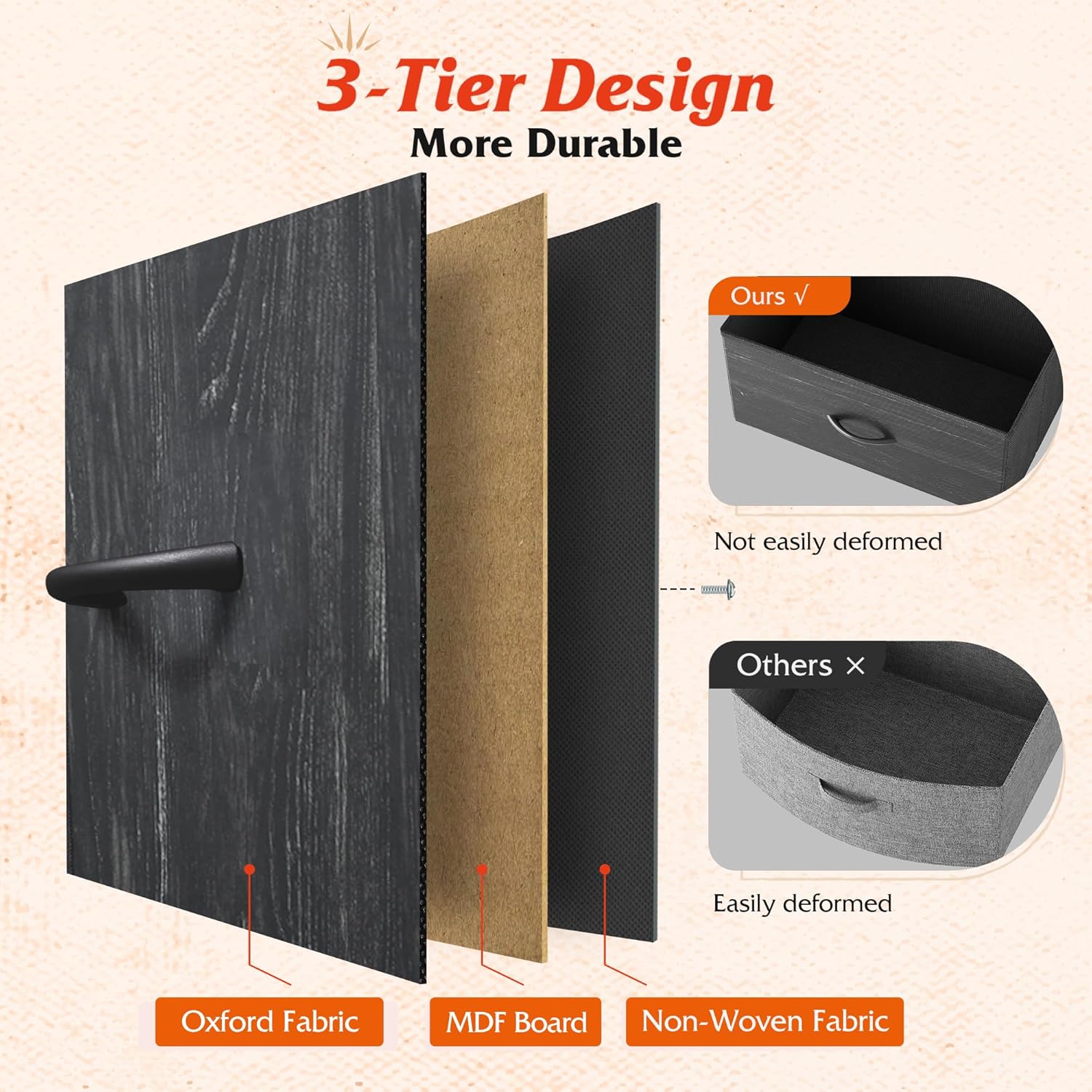 fabric design of WLIVE 10-drawer large storage fabric dresser