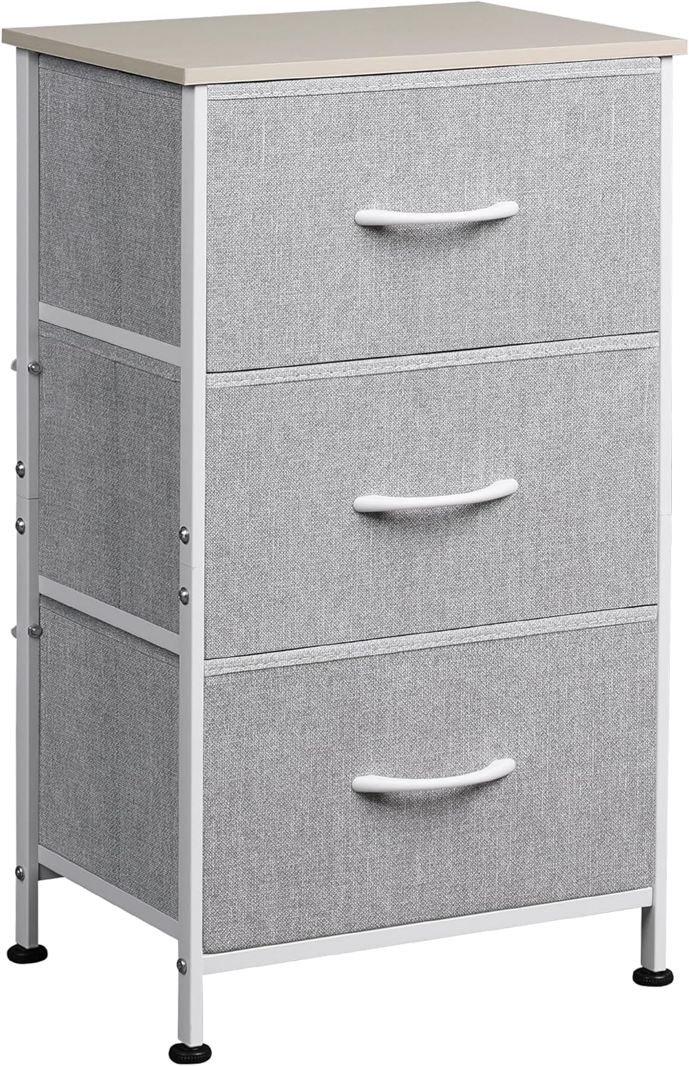 WLIVE Minimalist 3-Drawer Fabric Storage Nightstand