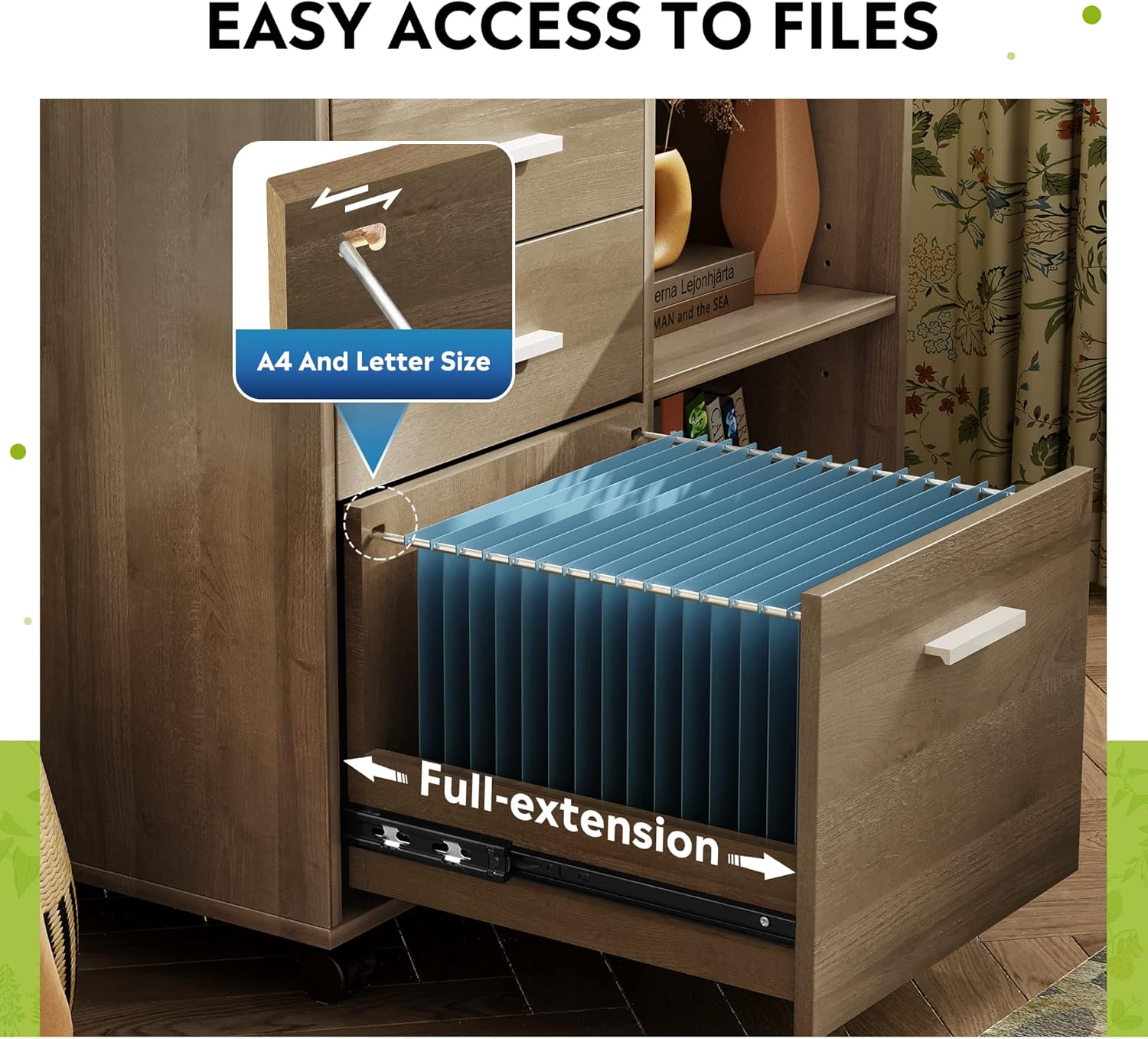 DEVAISE Upgraded 3-Drawer Wood Mobile Lateral File Cabinet