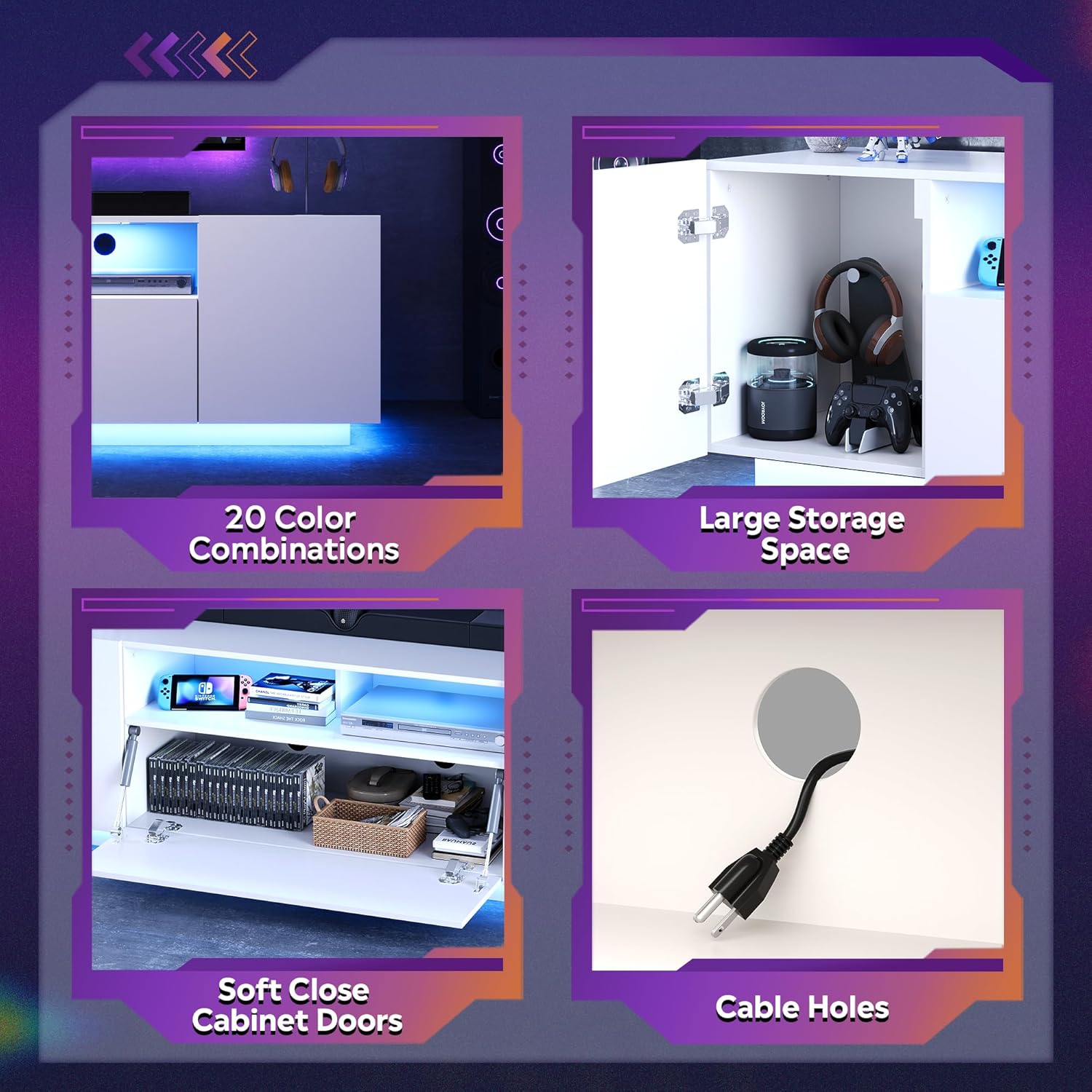 Features of WLIVE Modern Minimalist LED TV Stand for 65 Inch TV