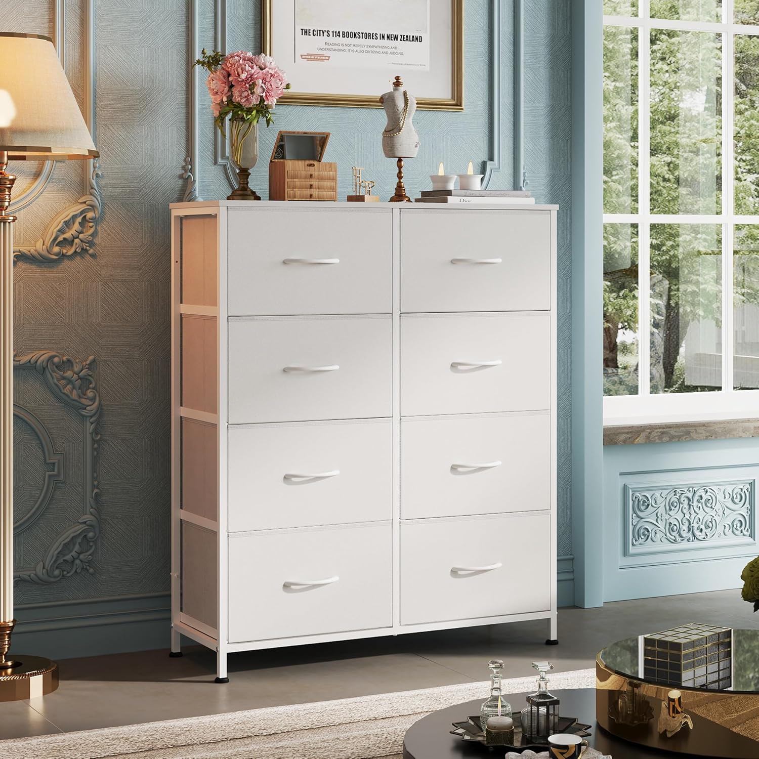 WLIVE tall 8-drawer fabric storage dresser in room
