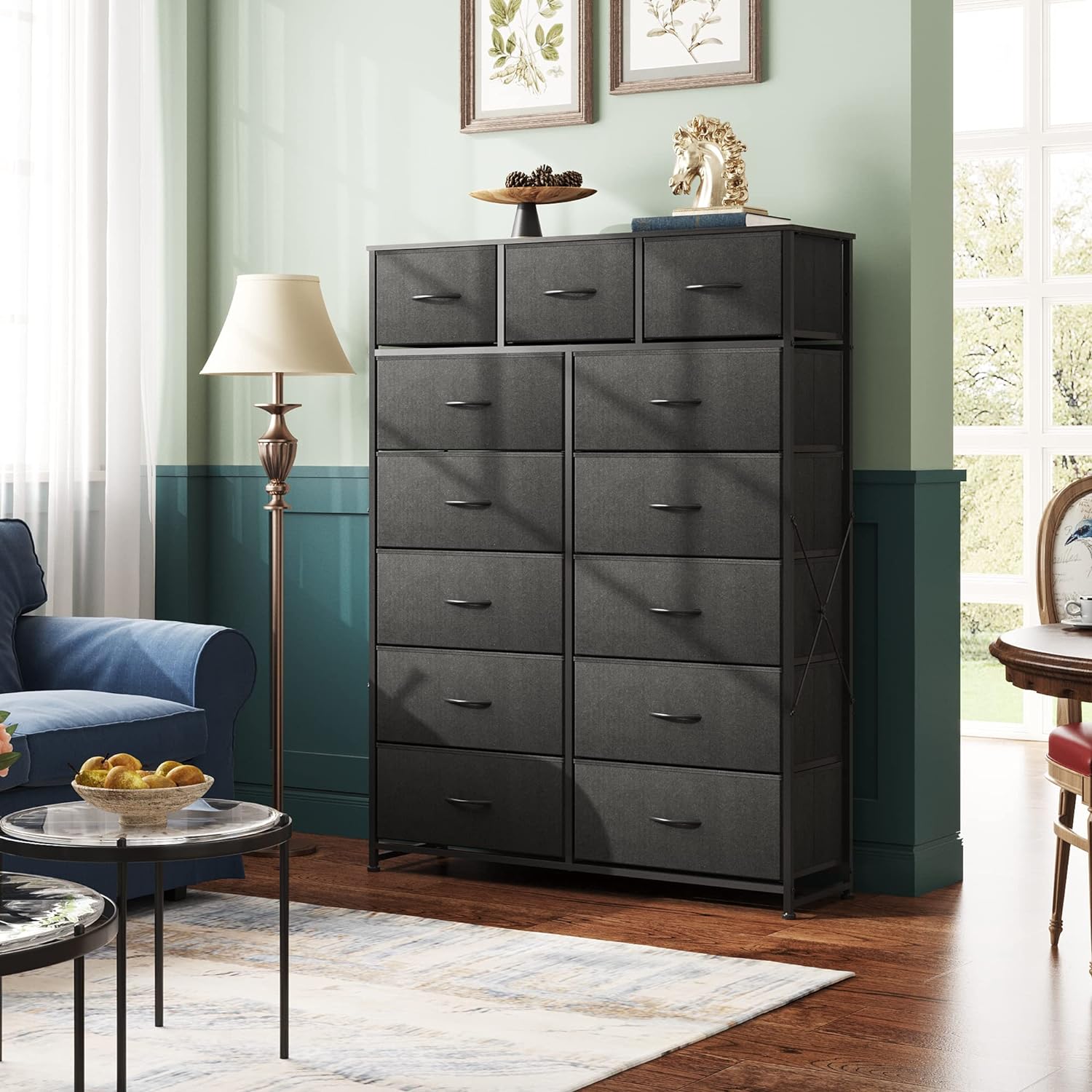 WLIVE Extra Large Storage Tall 13-Drawer Fabric Dresser in Bedroom