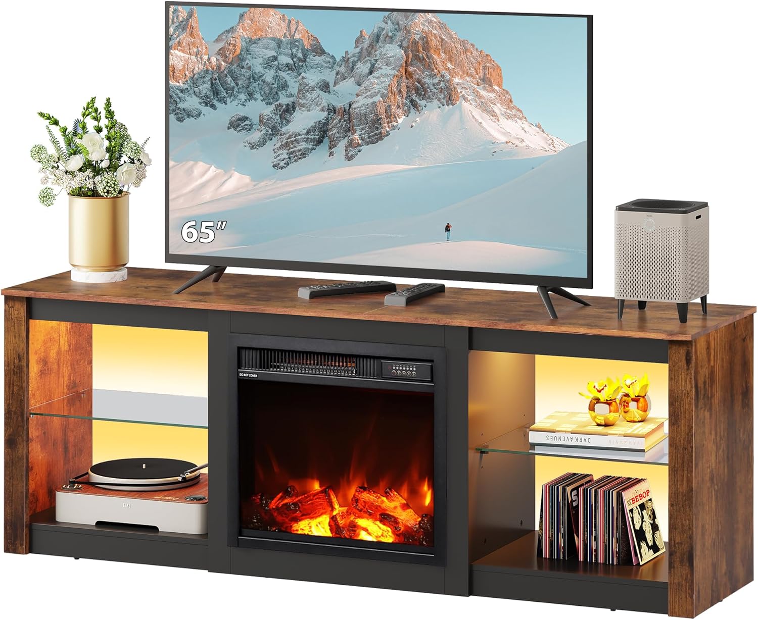 WLIVE Modern 58" Entertainment Center with Fireplace