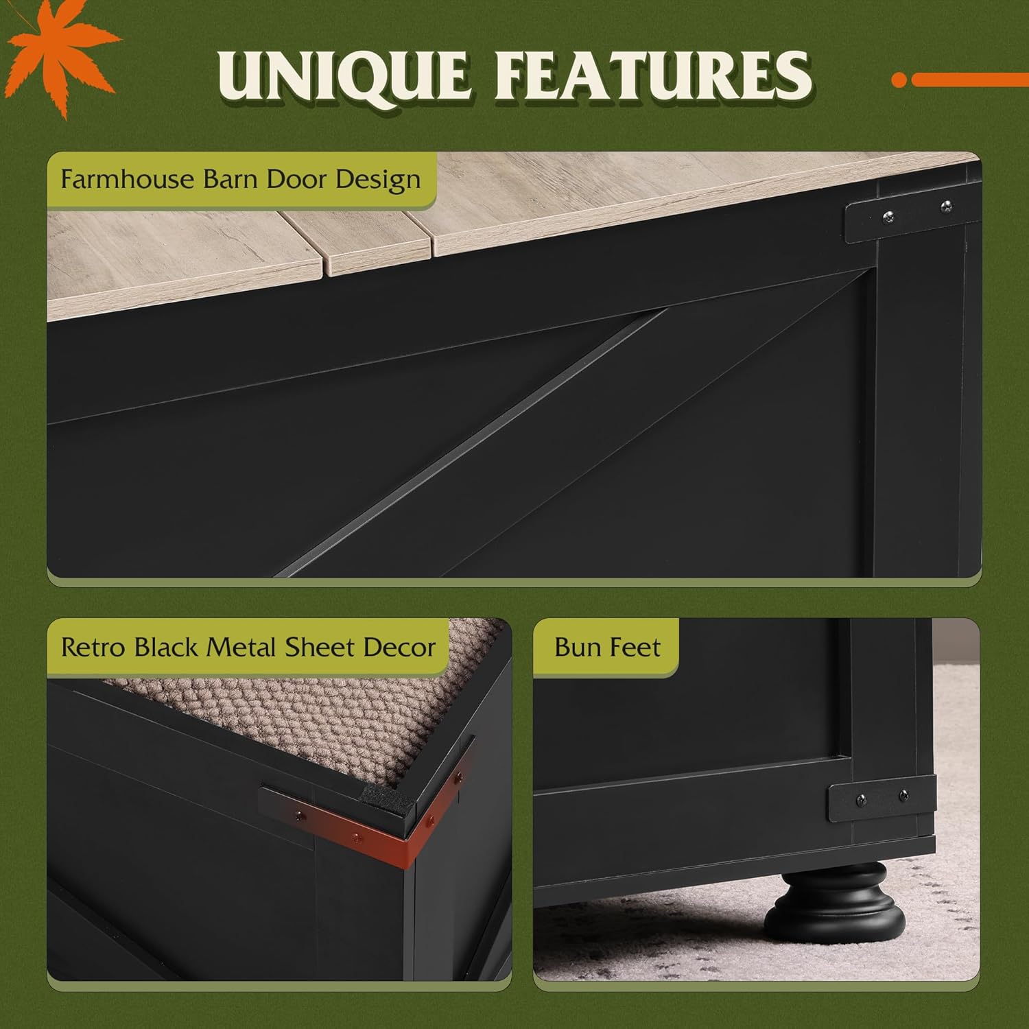 WLIVE Square Wood Farmhouse Lift Top Coffee Table with Storage Features