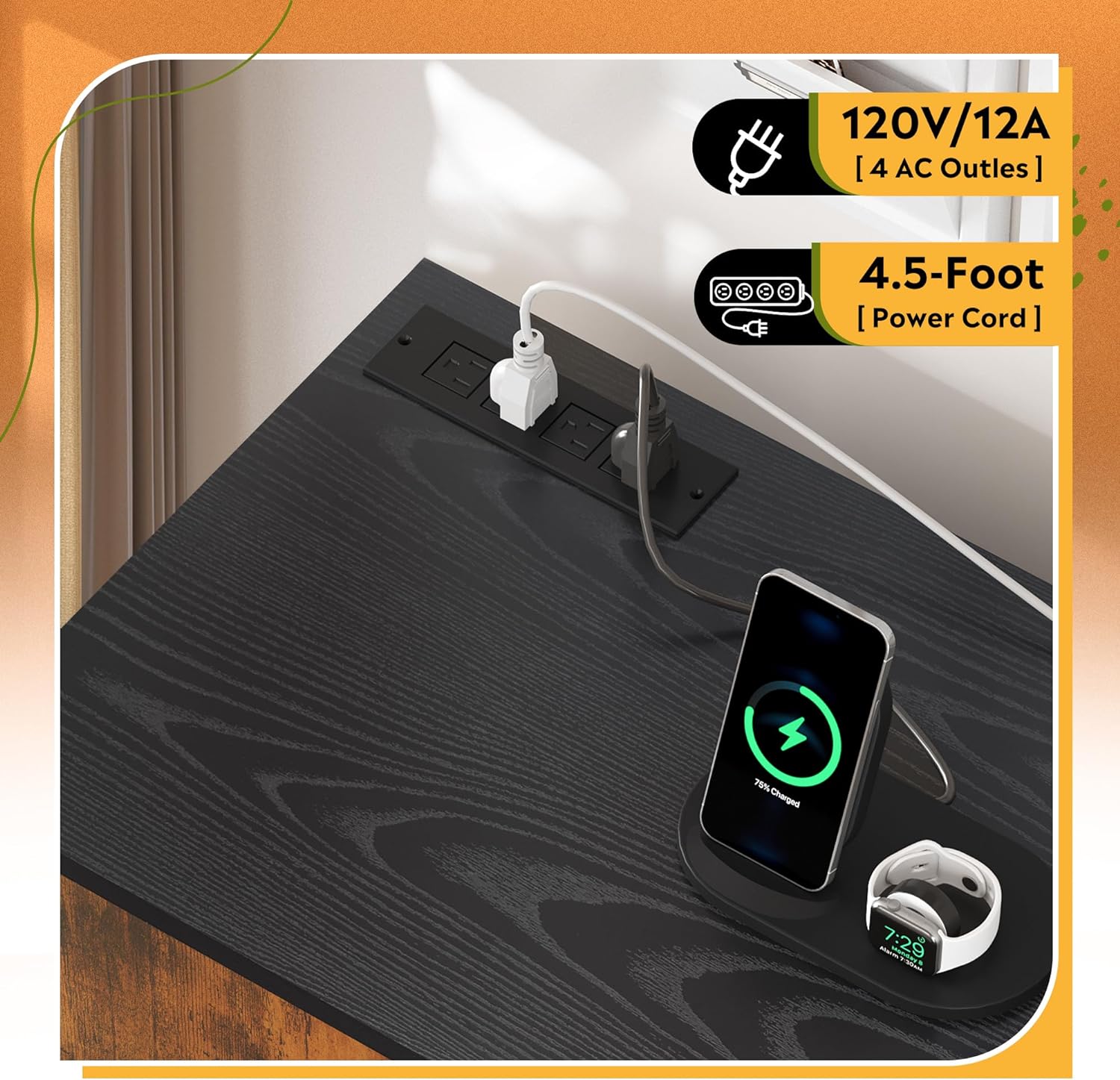 wood file cabinet with charging station