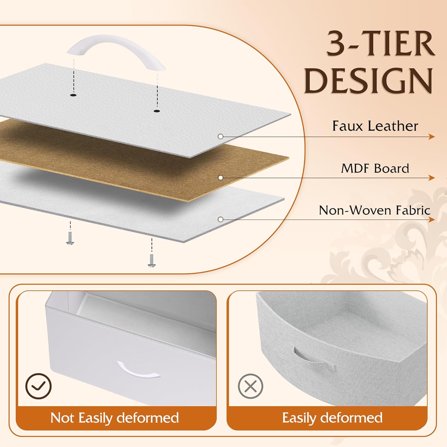 fabric design of 5-drawer fabric dresser chest