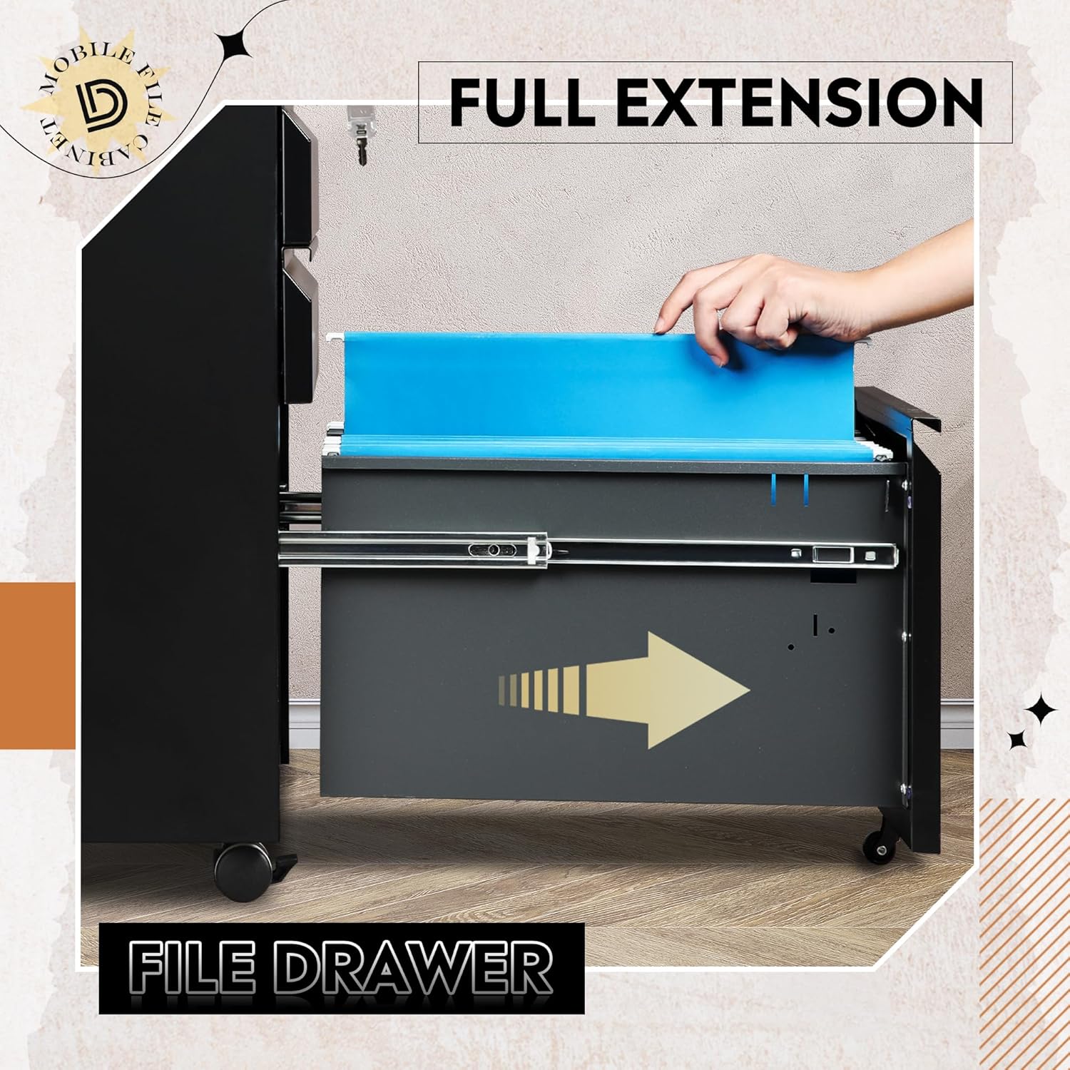 DEVAISE 2 or 3 Drawer Modern Mobile File Cabinet