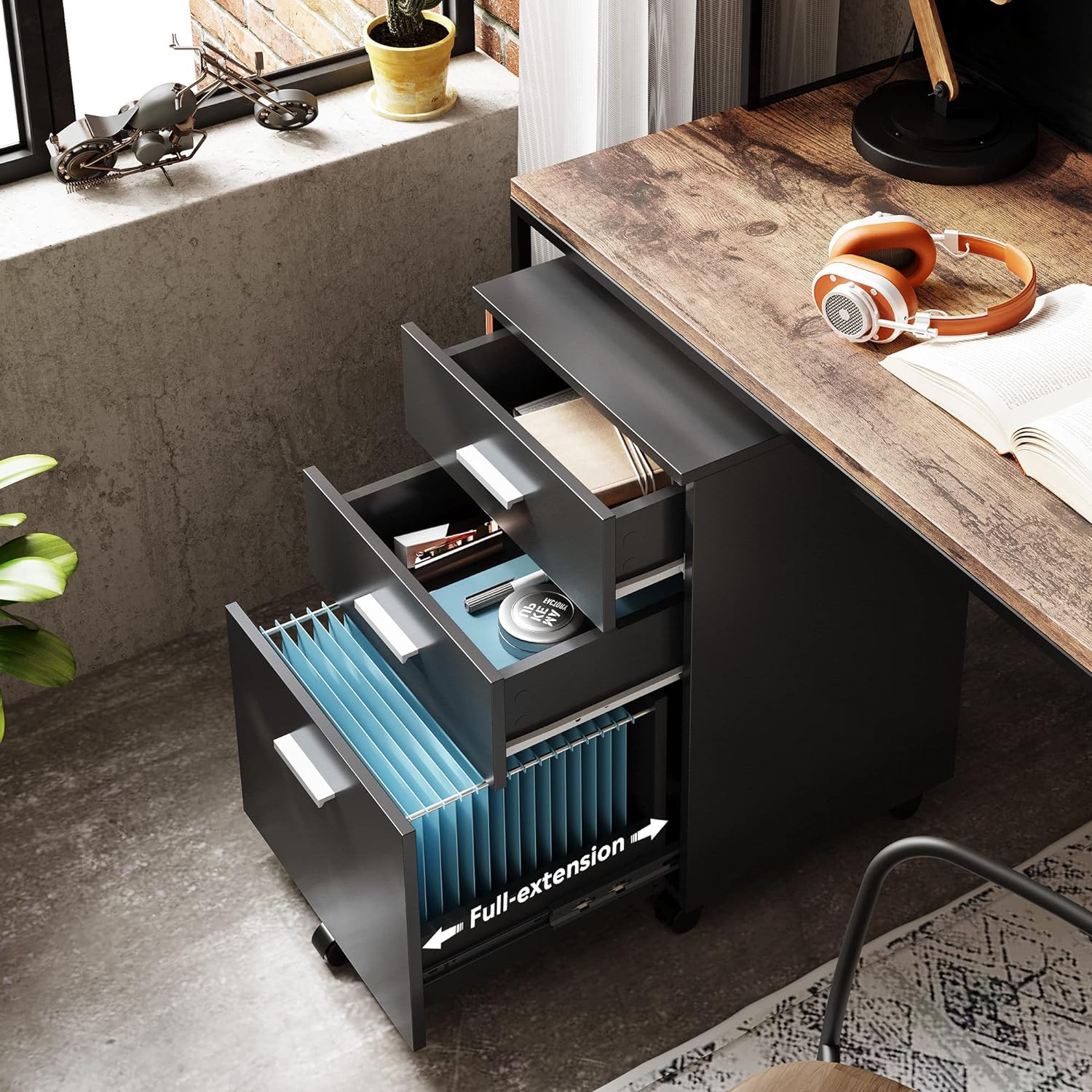 DEVAISE 3-Drawer Wood Mobile File Cabinet
