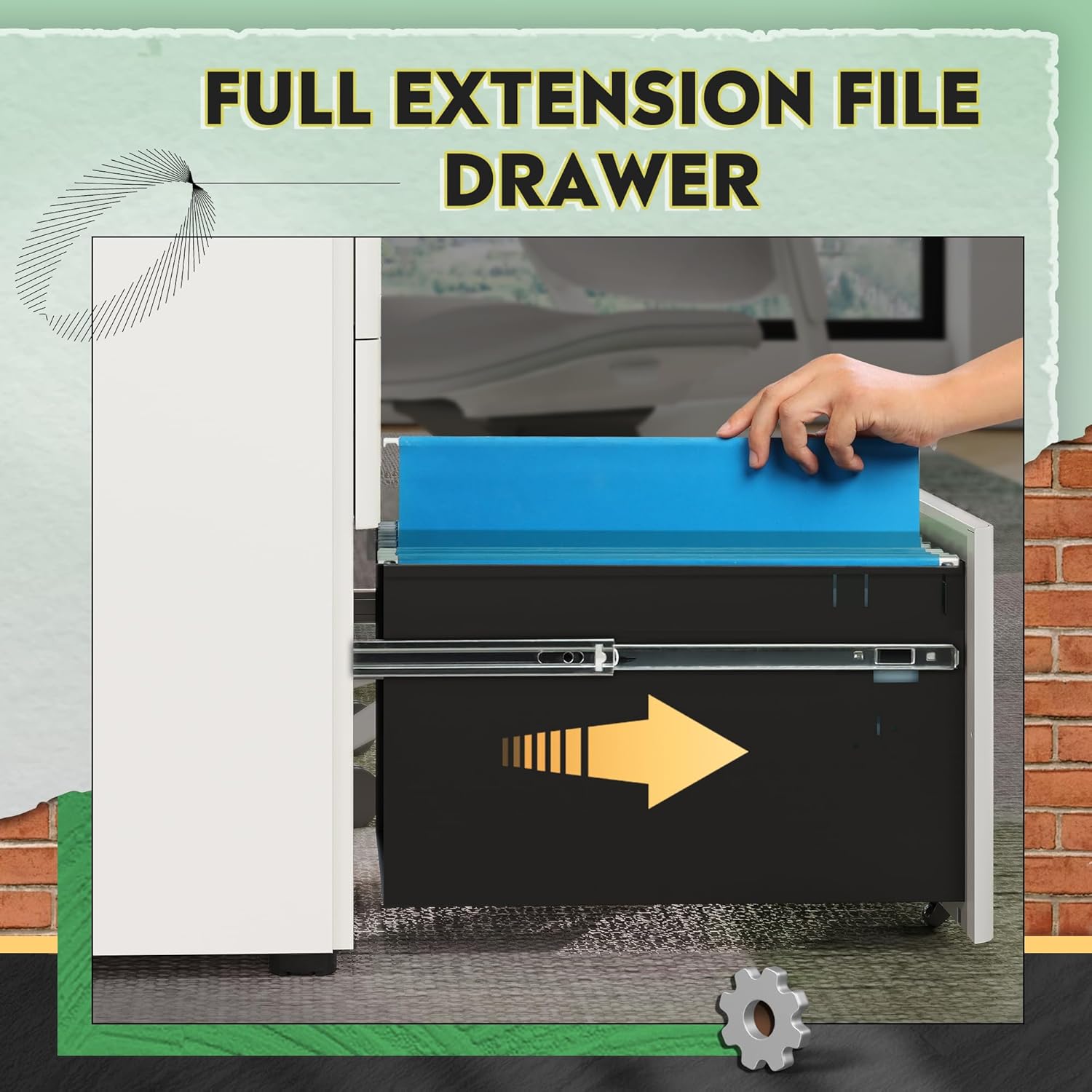 DEVAISE 3-Drawer Slim Vertical File Cabinet