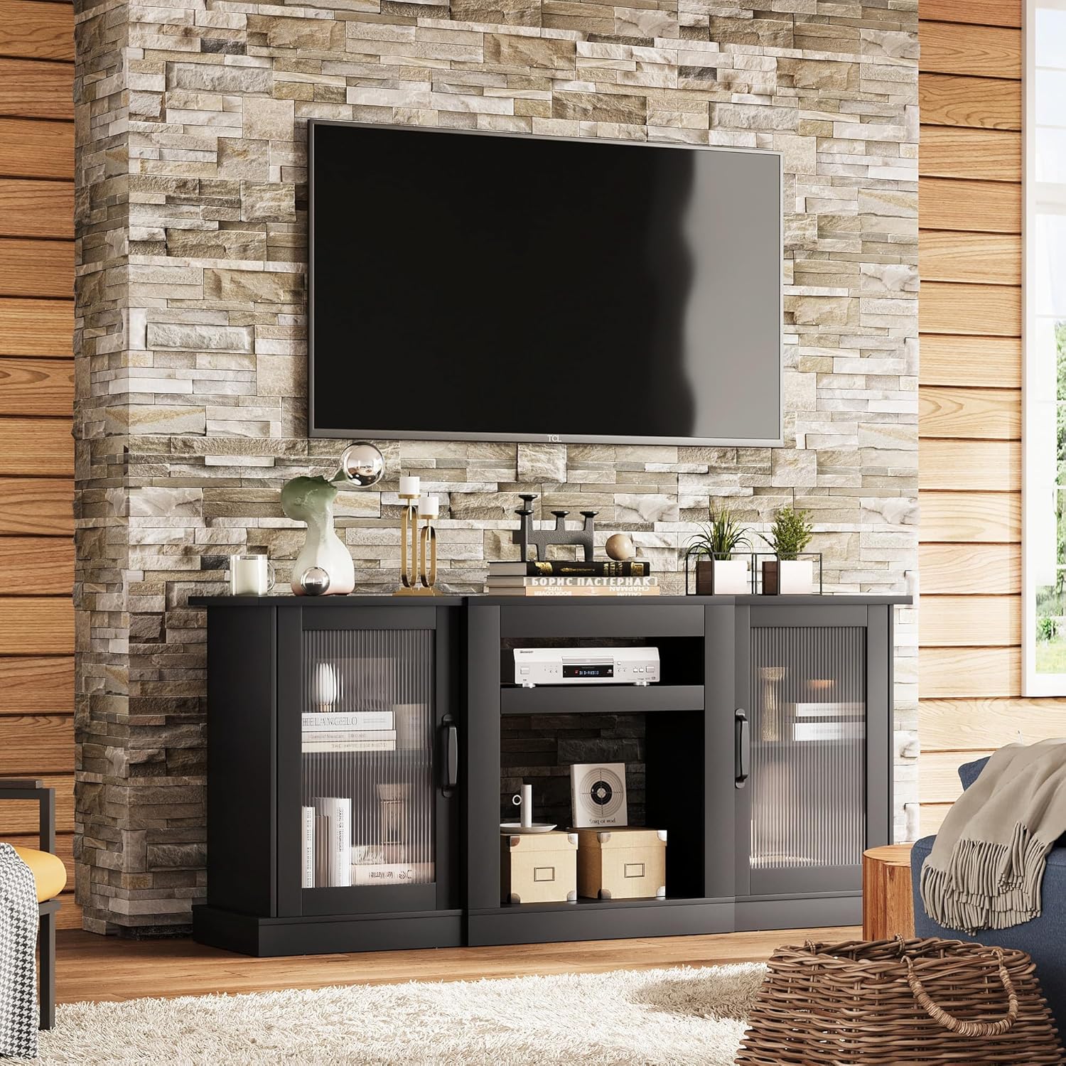 WLIVE Modern Minimalist Storage TV Stand Cabinet for 65 Inch TV in Living Room