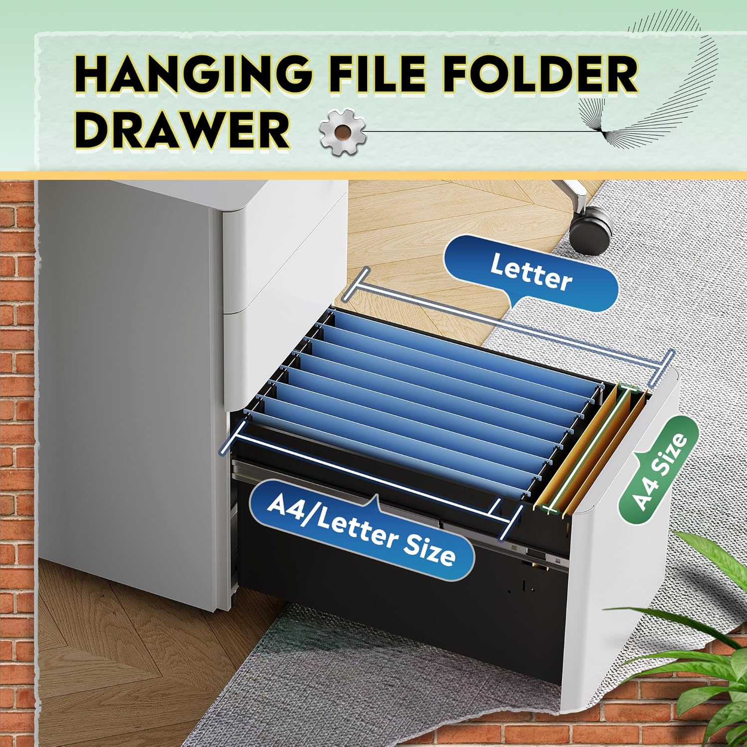 DEVAISE 3-Drawer Slim Vertical File Cabinet