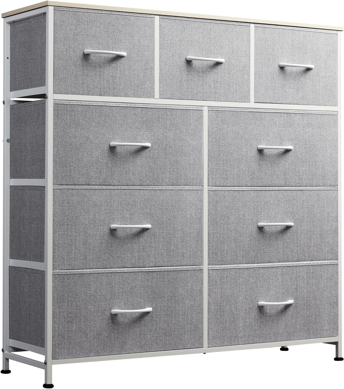 WLIVE Minimalist Tall 9-Drawer Storage Fabric Dresser