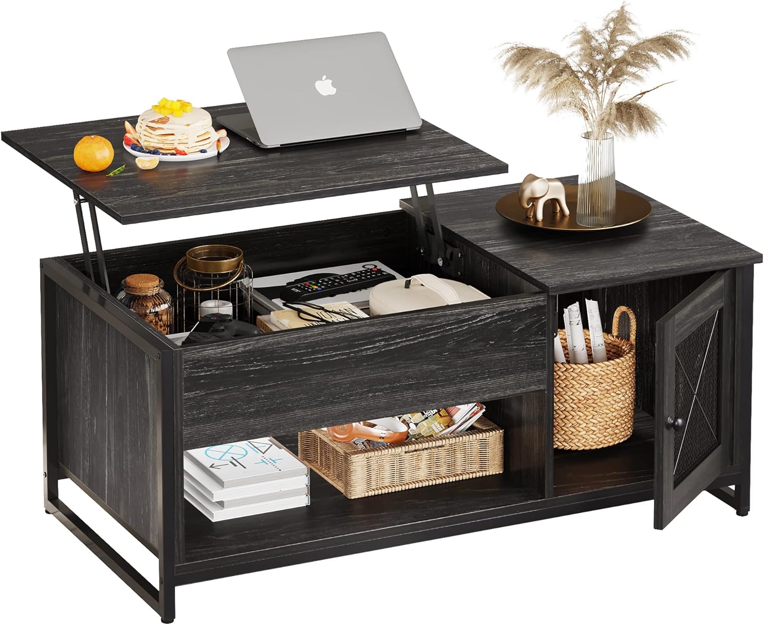 WLIVE Modern Wood Lift Top Coffee Table with Storage Cabinet