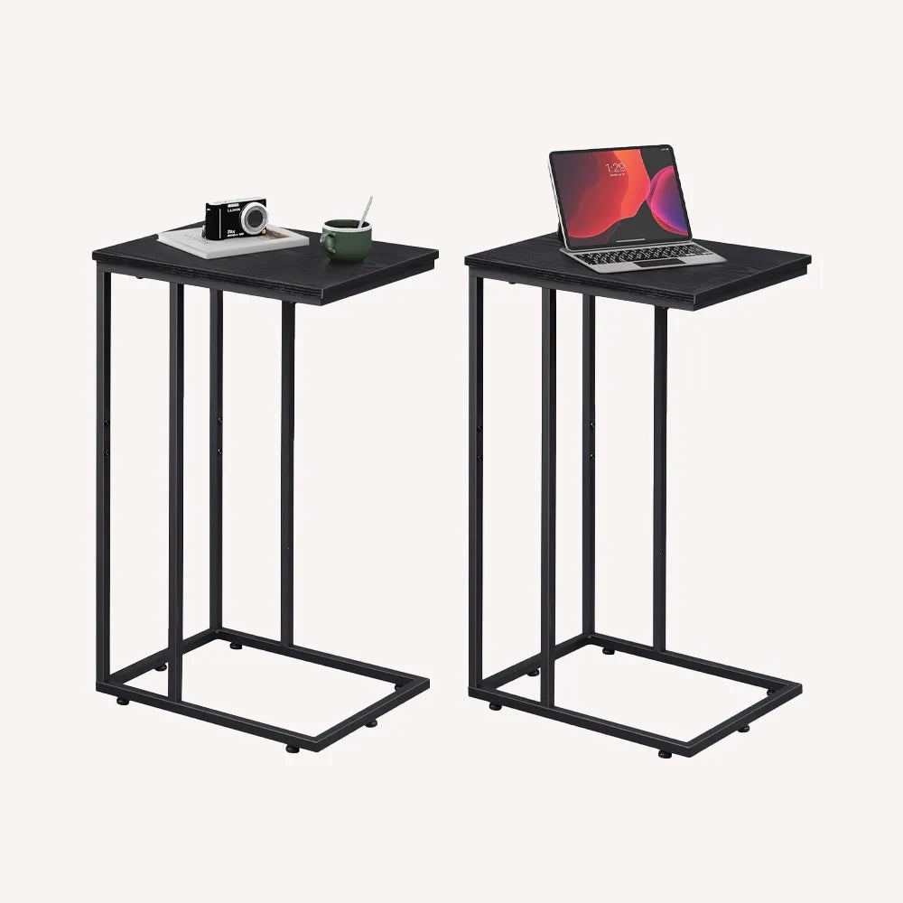 WLIVE Modern C Shaped Side Table Set in Black