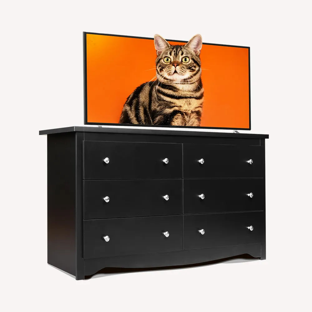 WLIVE Black Wide 6-Drawer Modern Horizontal Wood Dresser