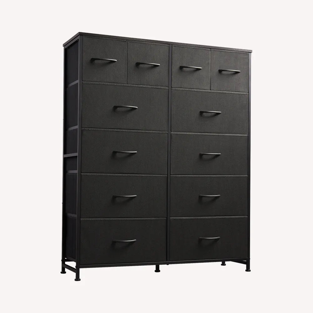 WLIVE Minimalist Tall 12-Drawer Storage Fabric Dresser Charcoal Black WLIVE Minimalist Tall 12-Drawer Storage Fabric Dresser Charcoal Black