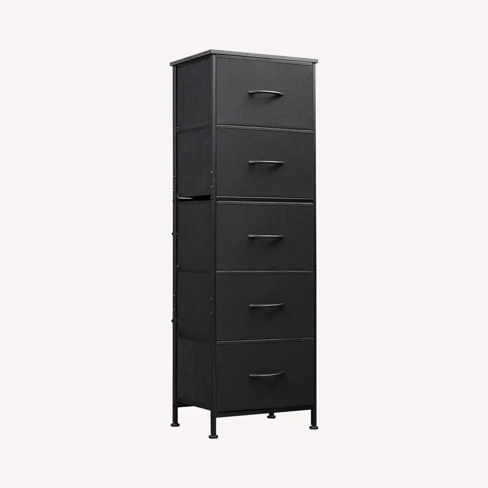 Charcoal black 5-drawer fabric dresser chest