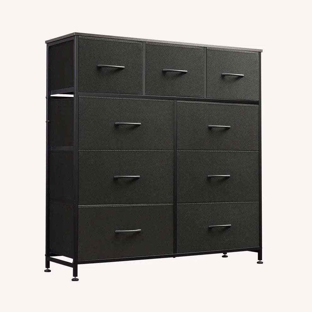 WLIVE Charcoal Black Minimalist Tall 9-Drawer Storage Fabric Dresser