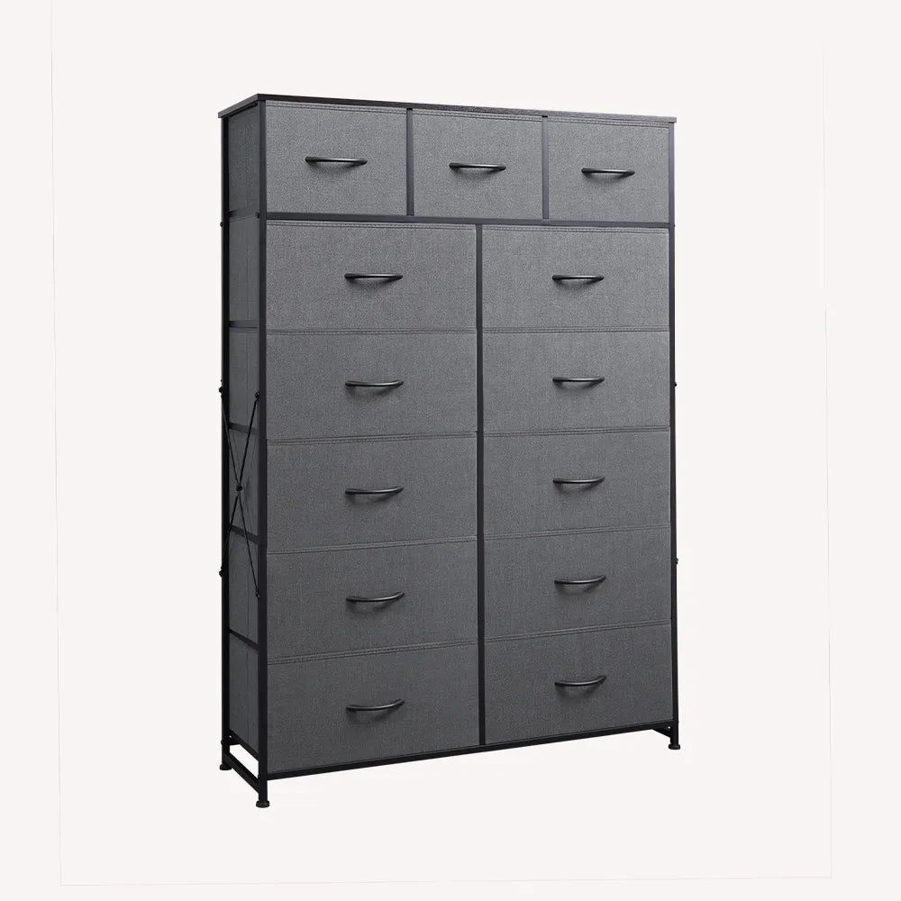 WLIVE Extra Large Storage Tall 13-Drawer Fabric Dresser A-dark Grey