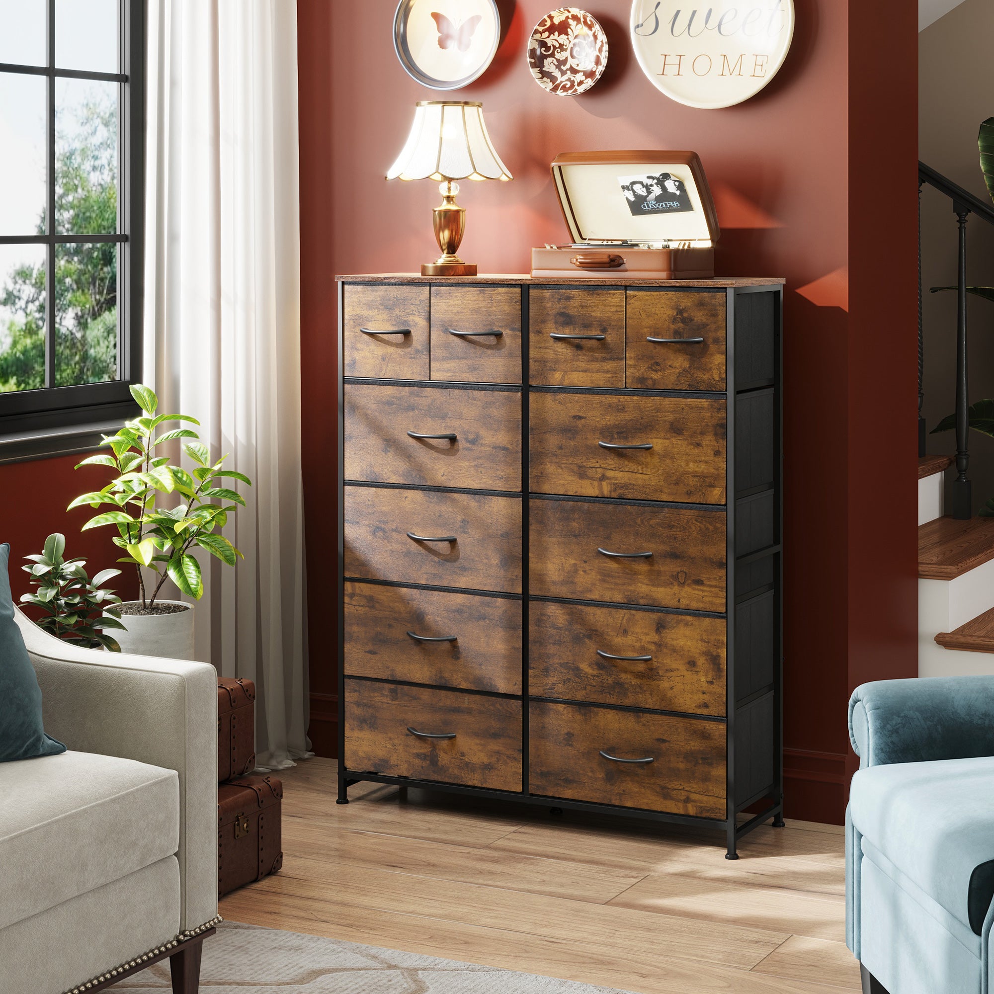 WLIVE 12-Drawer Tall Fabric Storage Chest