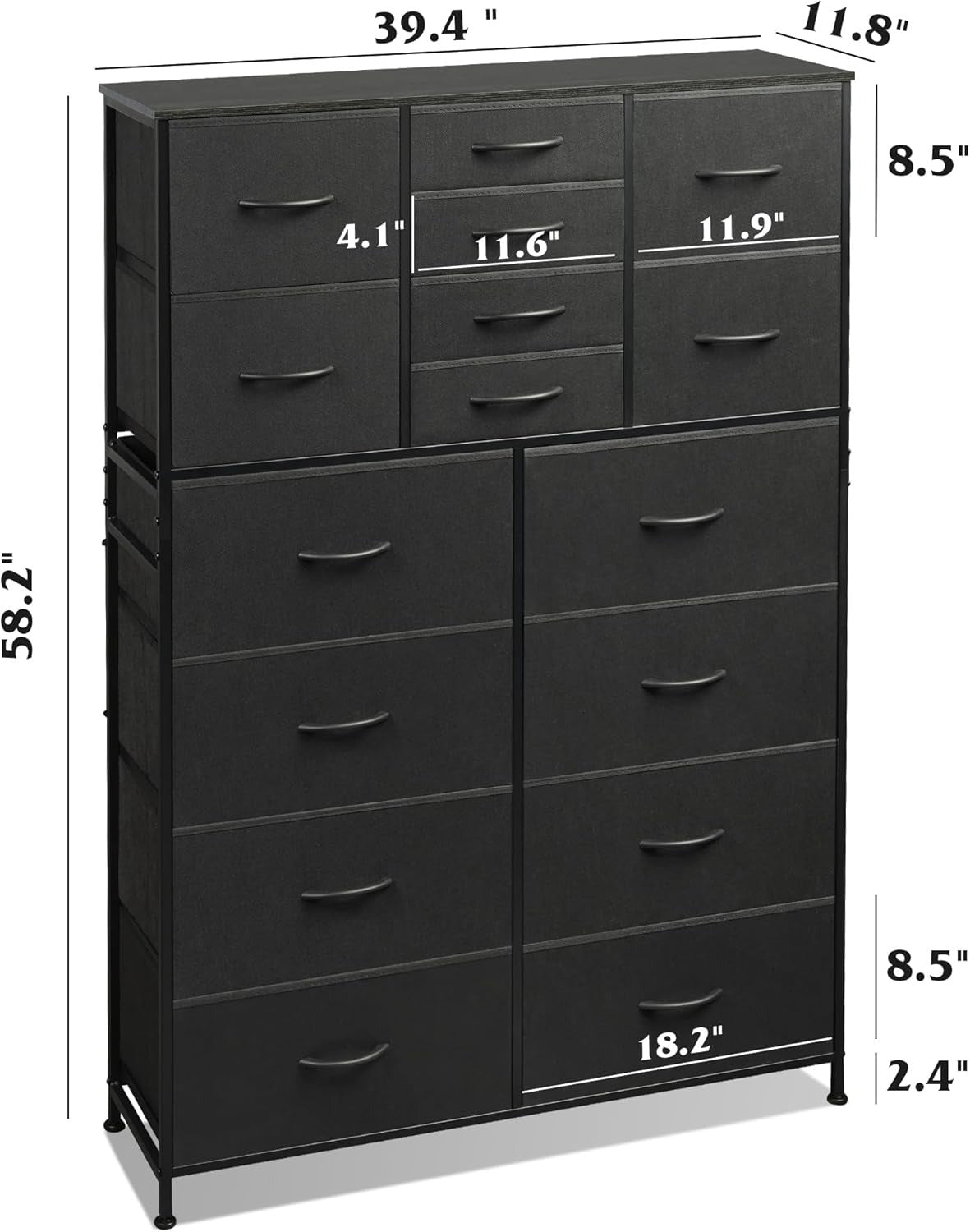 WLIVE 16-drawer fabric storage dresser size