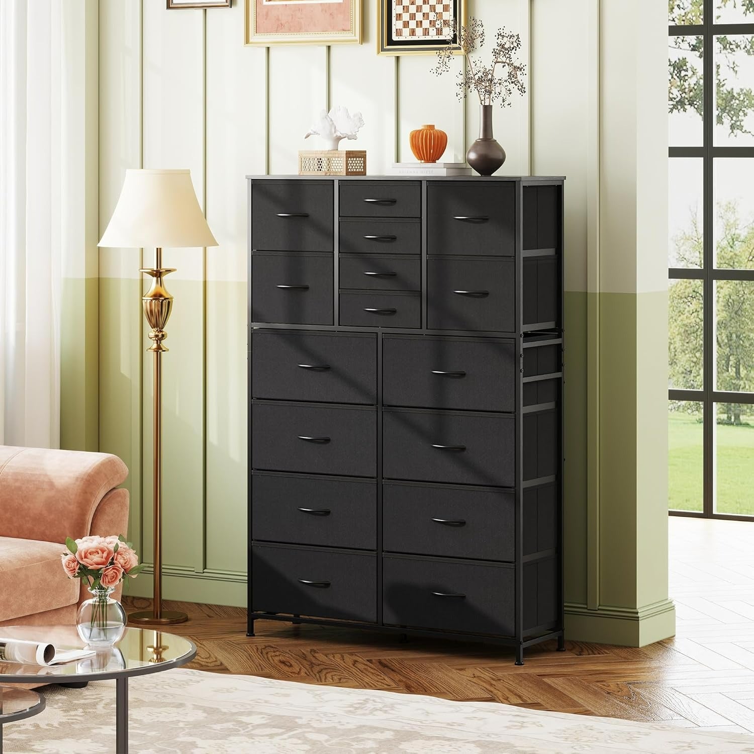 WLIVE 16-drawer fabric storage dresser in room