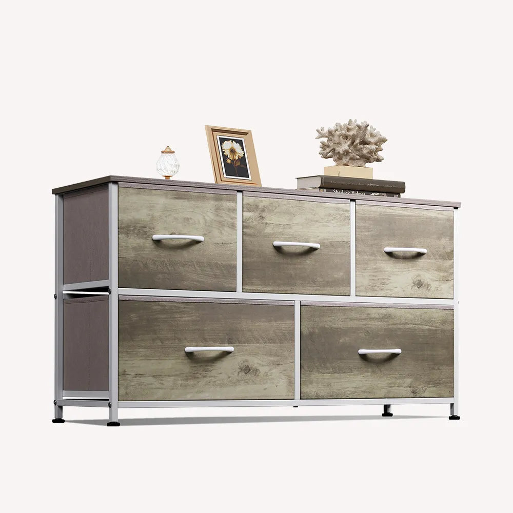 WLIVE 5-drawer fabric dresser in greige