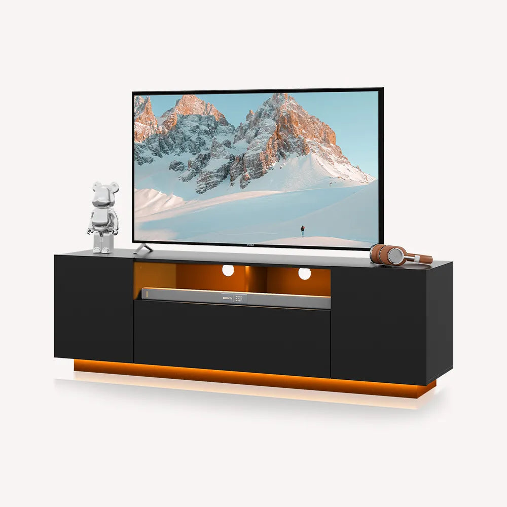 WLIVE Modern Minimalist LED TV Stand for 65 Inch TV in Black