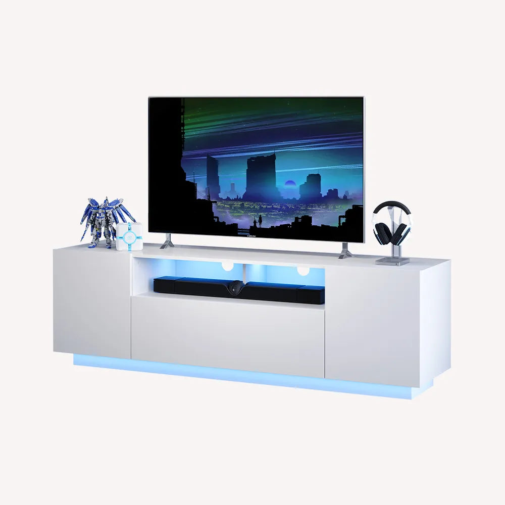 WLIVE Modern Minimalist LED TV Stand for 65 Inch TV in White