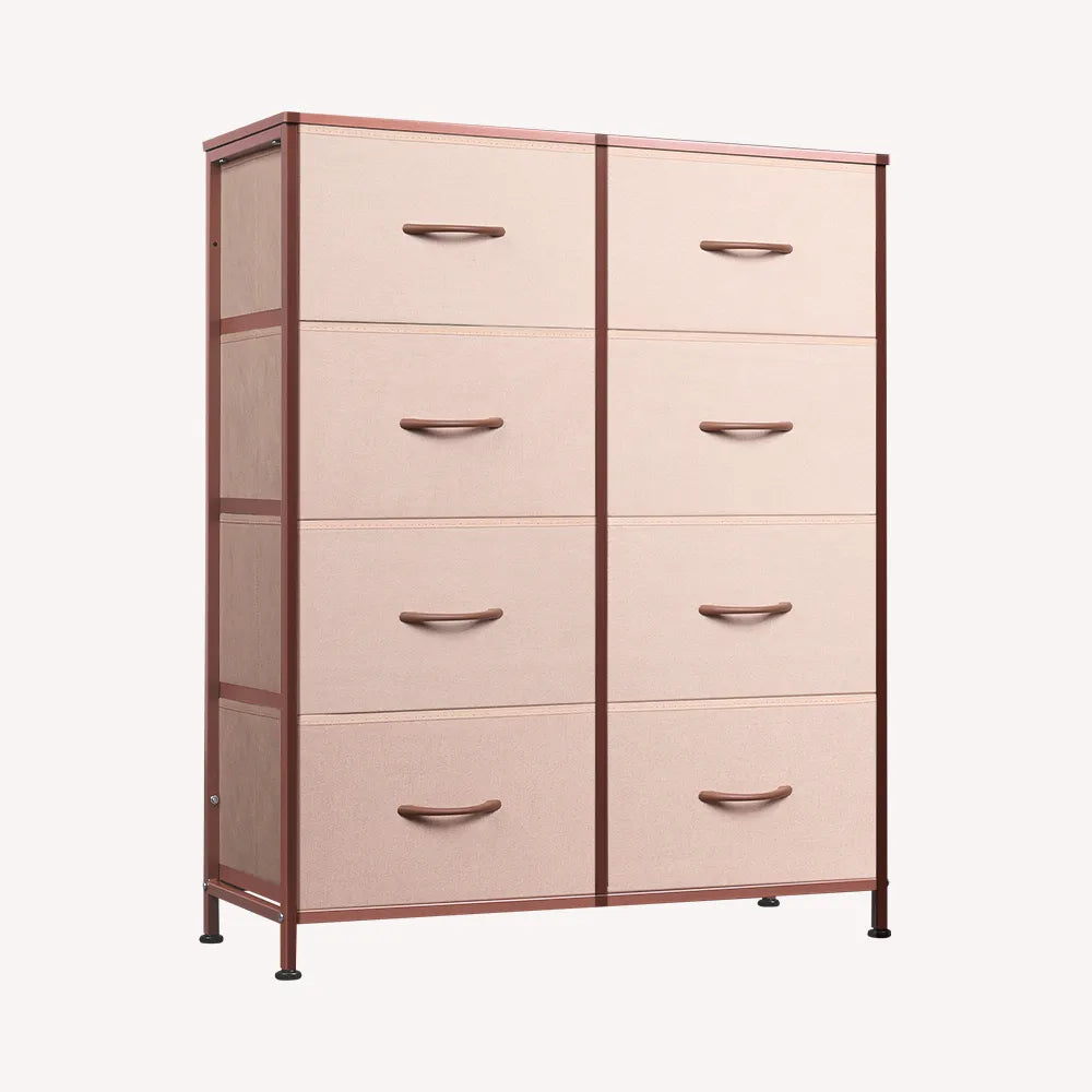 WLIVE pink tall 8-drawer fabric storage dresser