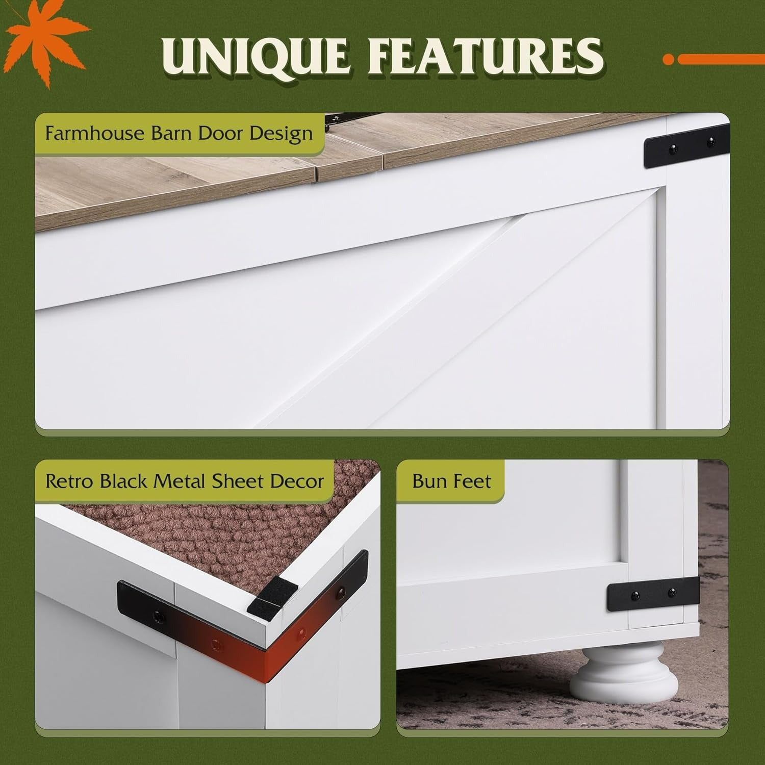 WLIVE Square Wood Farmhouse Coffee Table with Flip Top Features