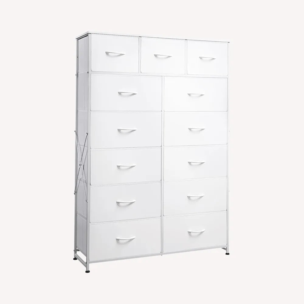WLIVE Extra Large Storage Tall 13-Drawer Fabric Dresser in White