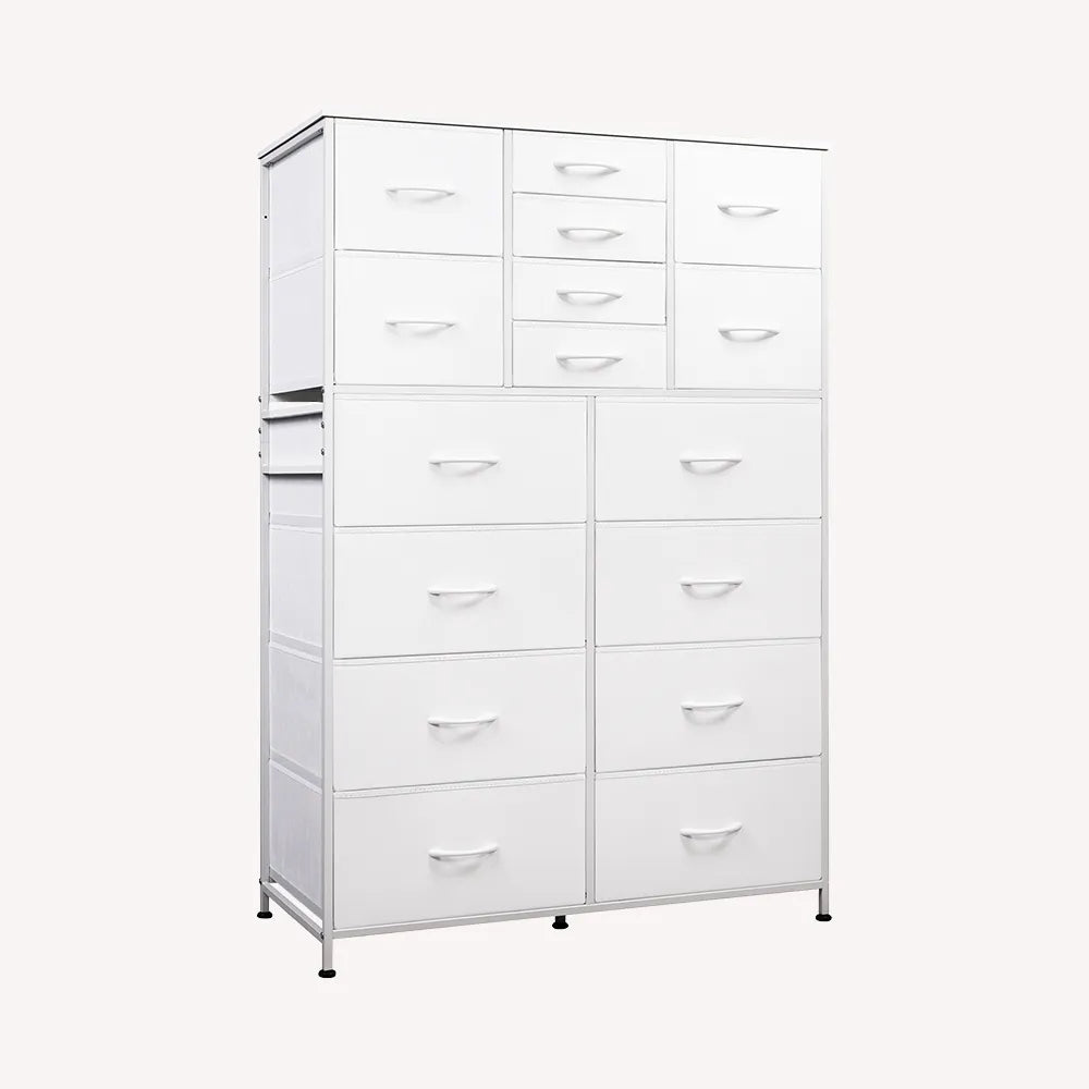 WLIVE white tall 16-drawer fabric storage dresser