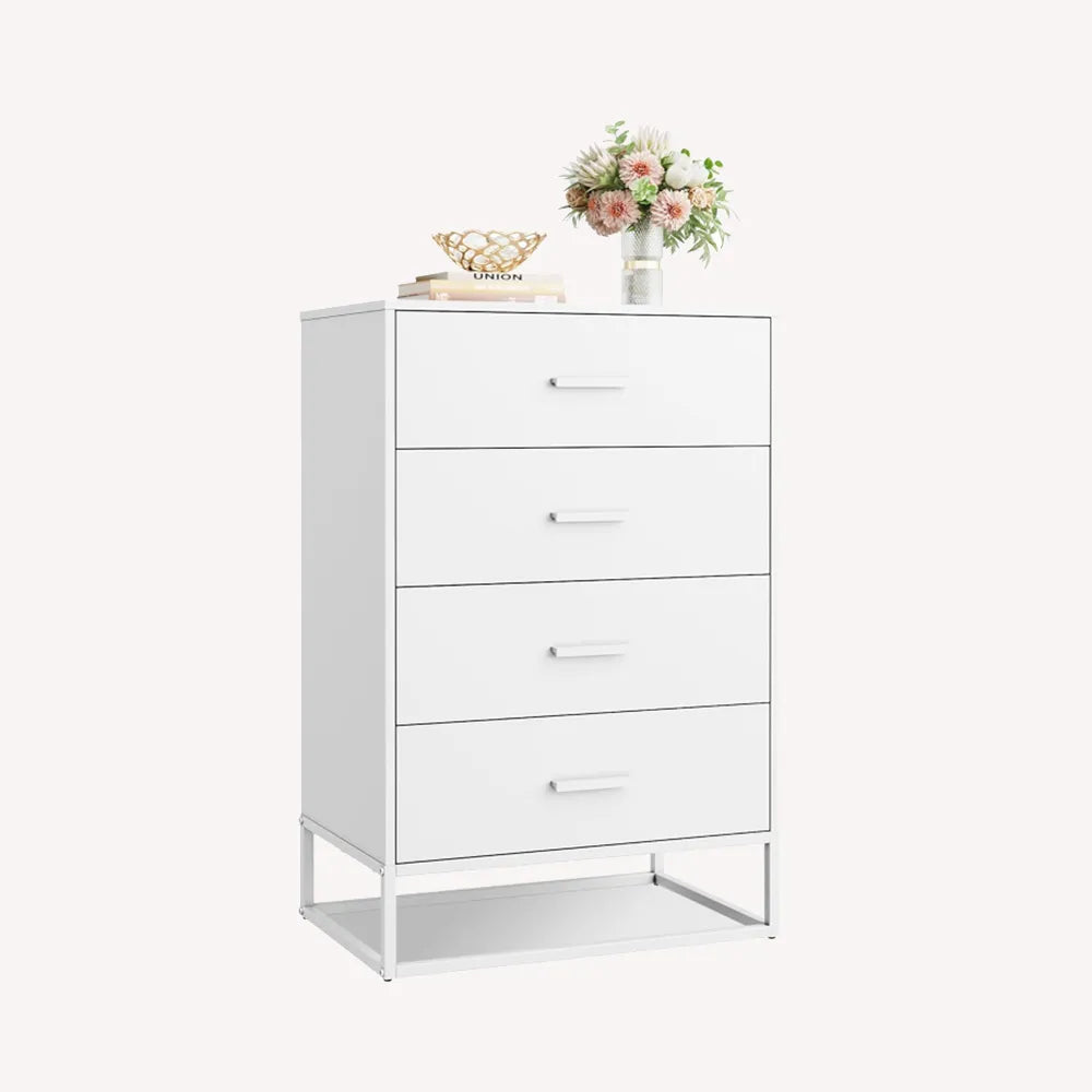 White WLIVE 4-Drawer Minimalist Modern Wood Storage Chest