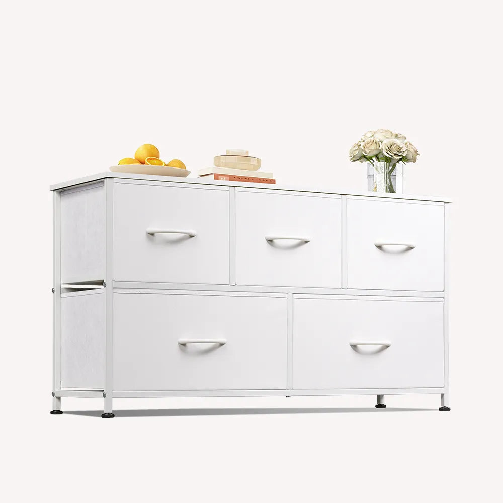 WLIVE 5-drawer fabric dresser in white
