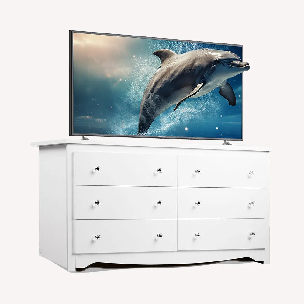 WLIVE White Wide 6-Drawer Modern Horizontal Wood Dresser
